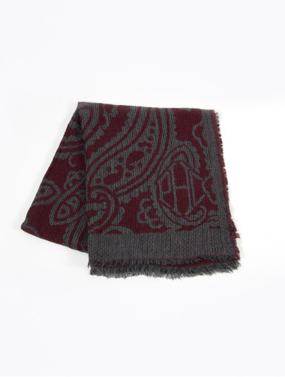 Patrick Hellmann CollectionGrey Scarf With Red Patternimage1037