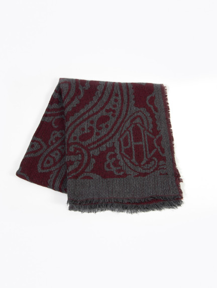 Patrick Hellmann CollectionGrey Scarf With Red Patternimage1037