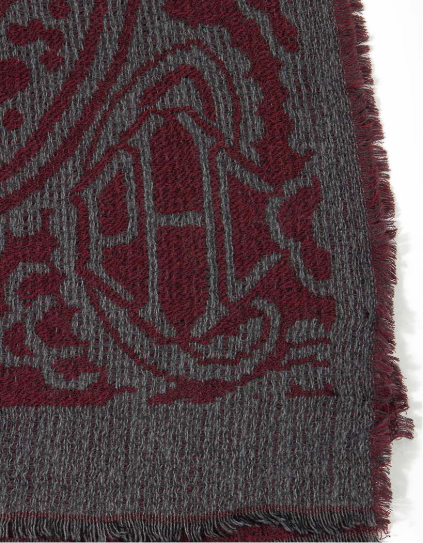 Patrick Hellmann Collection Grey Scarf With Red Pattern image