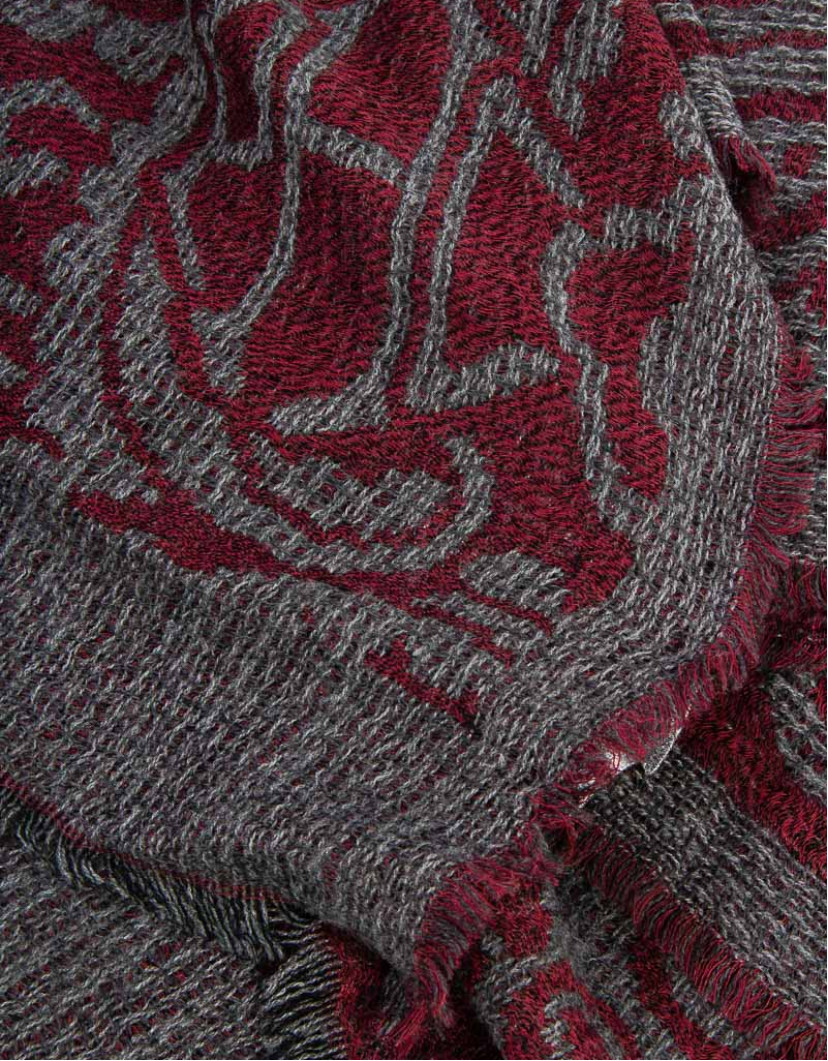 Patrick Hellmann Collection Grey Scarf With Red Pattern image