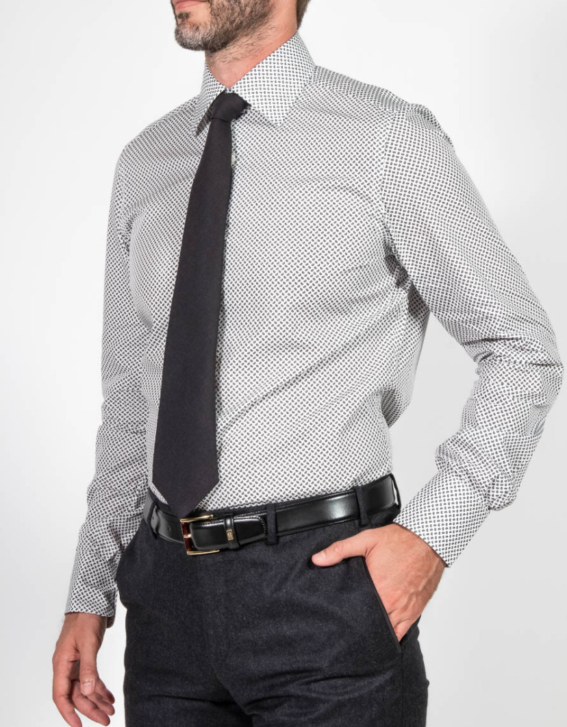 Patrick Hellmann Collection White Shirt With Small Black Drops Pattern image