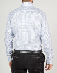 Patrick Hellmann Collection White Shirt With Blue Pattern 100% Cotton thumbnail 6