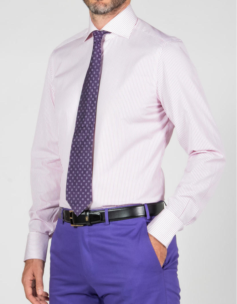 Patrick Hellmann Collection Pink And White Stripes Shirt 100% Cotton image