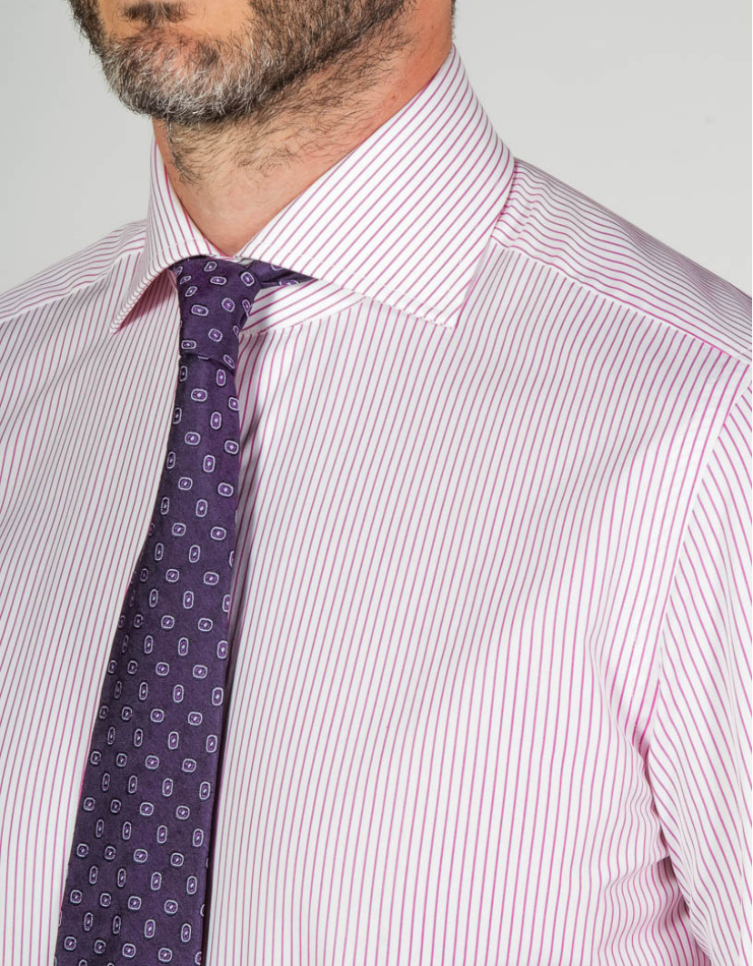 Patrick Hellmann Collection Pink And White Stripes Shirt 100% Cotton image