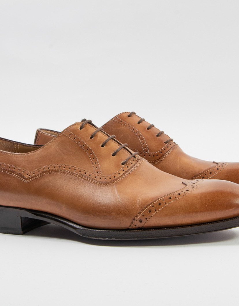 Patrick Hellmann Collection Brown Oxford Brogue Shoes image