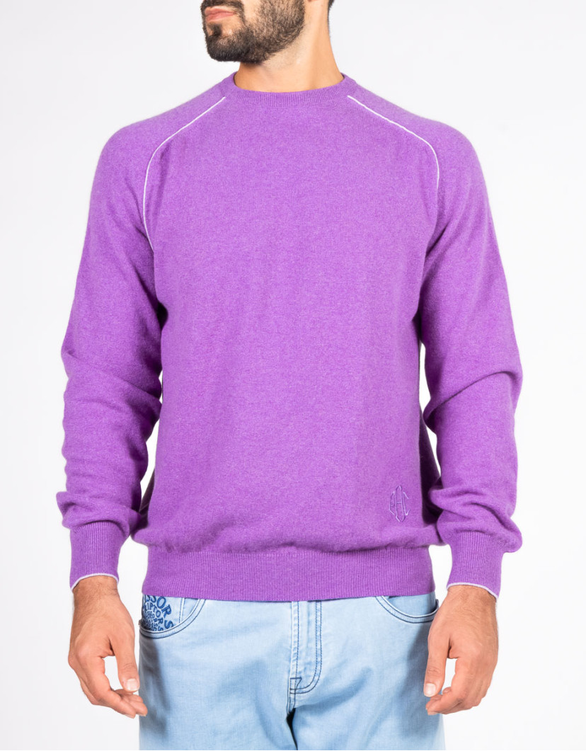 Patrick-Hellmann-Collection-100-Cashmere-Purple-Sweater-image Patrick Hellmann Collection 100% Cashmere Purple Sweater image