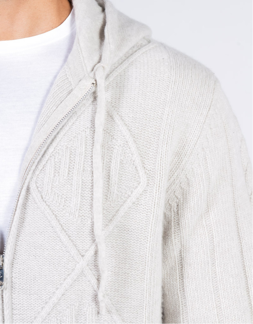 Patrick Hellmann Collection Beige Hoodie Zip-Up Sweater  image