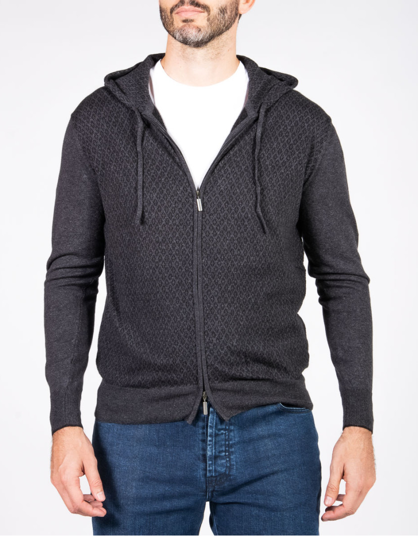 Patrick Hellmann Collection Dark Grey Hoodie Sweater Zip-Up 100% Cotton image