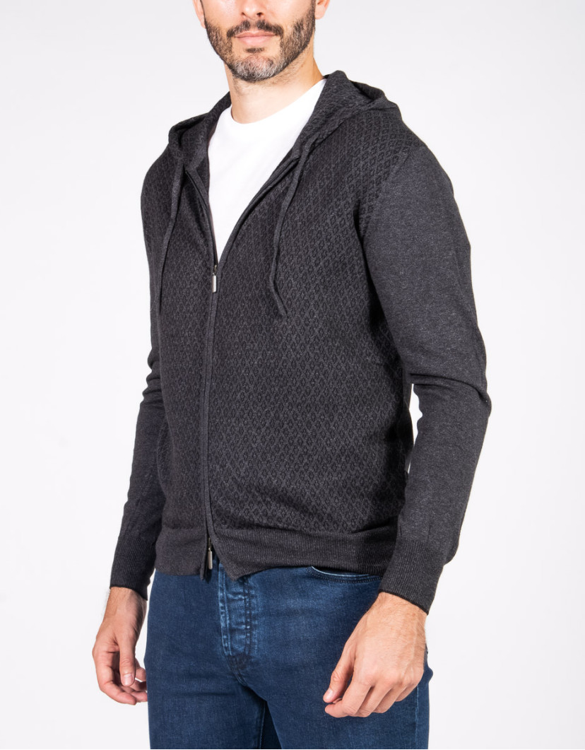 Patrick Hellmann Collection Dark Grey Hoodie Sweater Zip-Up 100% Cotton image