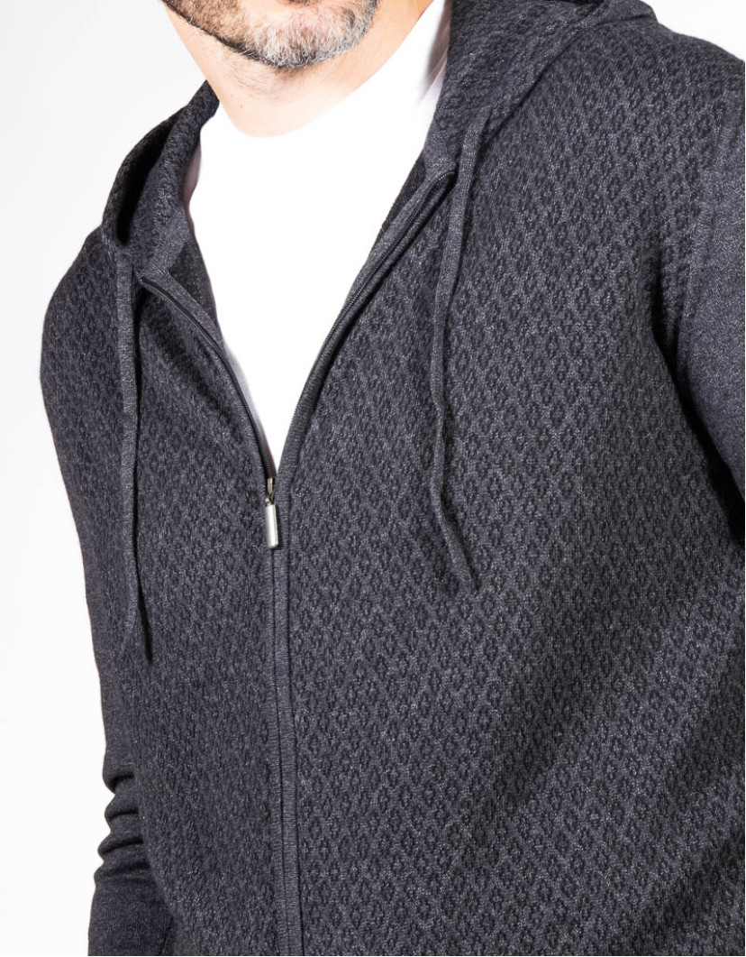 Patrick Hellmann Collection Dark Grey Hoodie Sweater Zip-Up 100% Cotton image