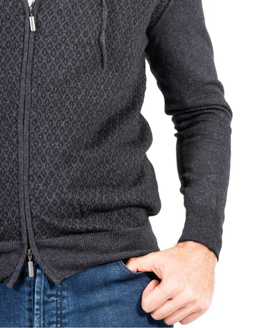 Patrick Hellmann Collection Dark Grey Hoodie Sweater Zip-Up 100% Cotton image