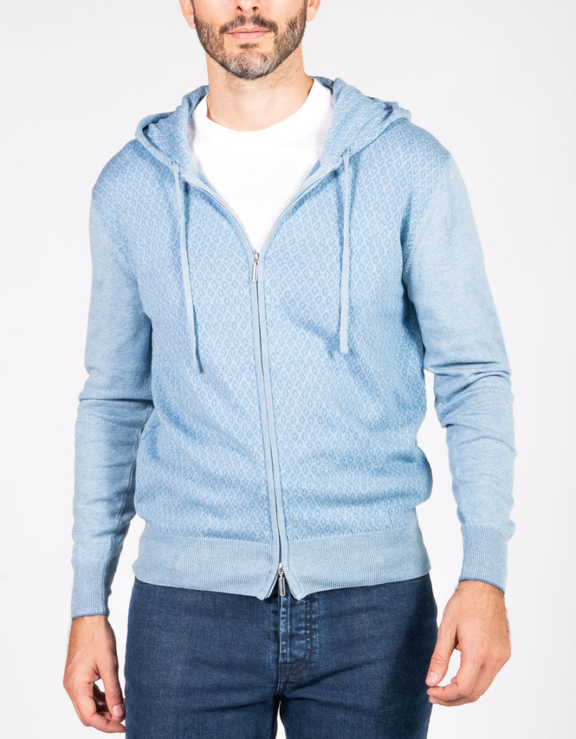 Patrick-Hellmann-Collection-Light-Blue-Hoodie-Sweater-Zip-Up-100-Cotton-image Patrick Hellmann Collection Light Blue Hoodie Sweater Zip-Up 100% Cotton image