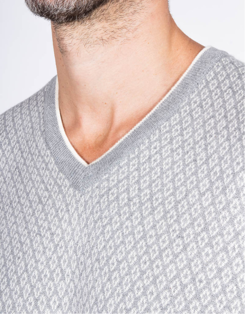 Patrick-Hellmann-Collection-Grey-V-Neck-Pullover-100-Cotton-image Patrick Hellmann Collection Grey V-Neck Pullover 100% Cotton image