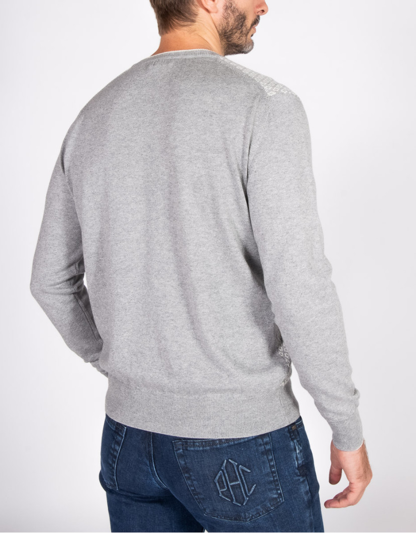 Patrick-Hellmann-Collection-Grey-V-Neck-Pullover-100-Cotton-image Patrick Hellmann Collection Grey V-Neck Pullover 100% Cotton image