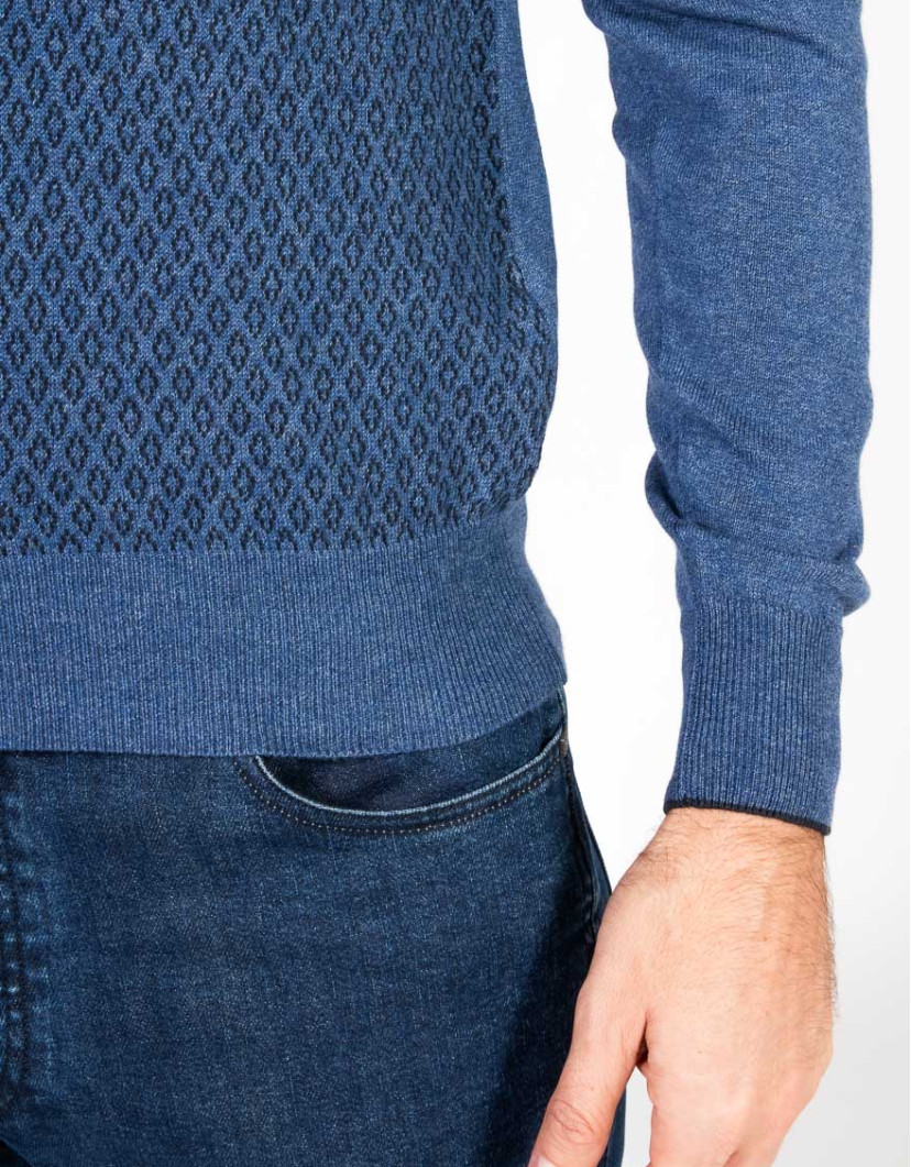 Patrick Hellmann Collection Blue V-Neck Pullover 100% Cotton image