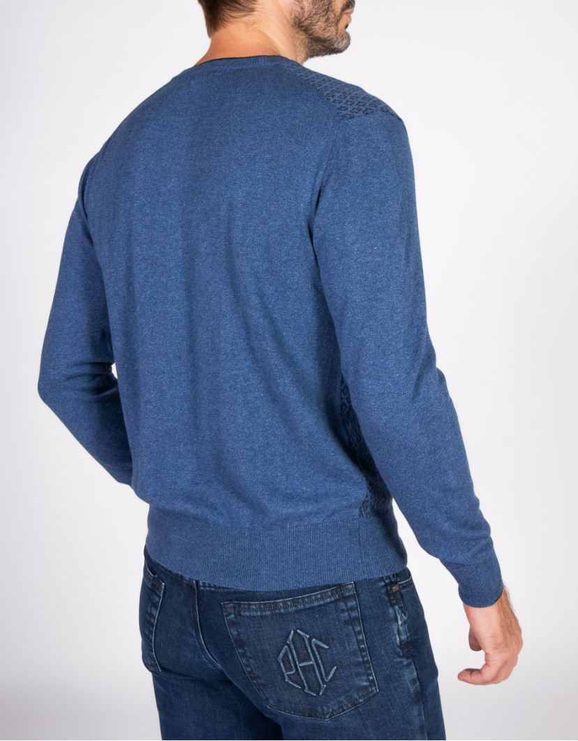 Patrick Hellmann Collection Blue V-Neck Pullover 100% Cotton image
