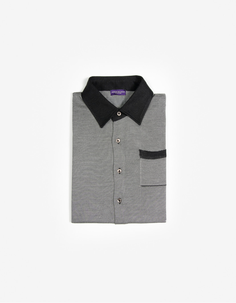 Patrick-Hellmann-Collection-Black-Polo-Shirt-100-Silk-image Patrick Hellmann Collection Black Polo  Shirt 100% Silk image