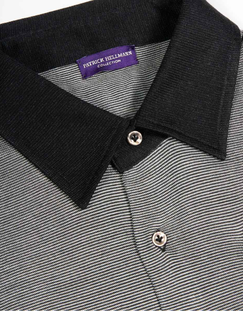 Patrick-Hellmann-Collection-Black-Polo-Shirt-100-Silk-image Patrick Hellmann Collection Black Polo  Shirt 100% Silk image