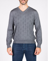 Patrick Hellmann Collection Gray Pullover V-Neck thumbnail 6