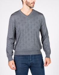 Patrick Hellmann Collection Gray Pullover V-Neck thumbnail 1