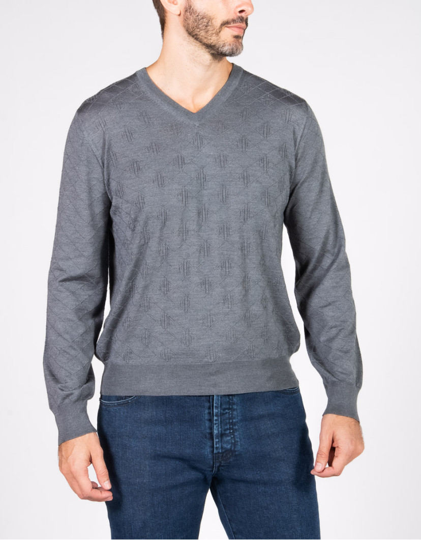 Patrick Hellmann Collection Gray Pullover V-Neck image