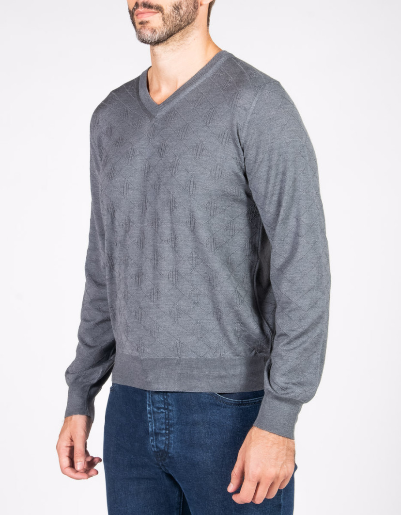 Patrick Hellmann Collection Gray Pullover V-Neck image