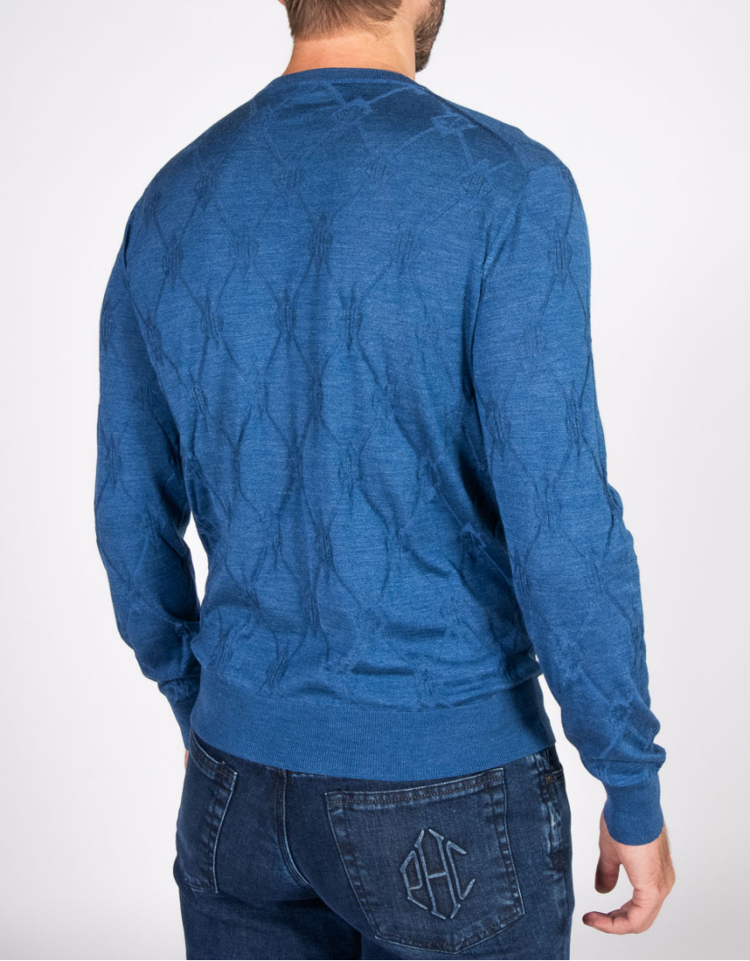 Patrick-Hellmann-Collection-Denim-Blue-Logo-Pullover-Round-Neck-image Patrick Hellmann Collection Denim Blue Logo Pullover Round-Neck image