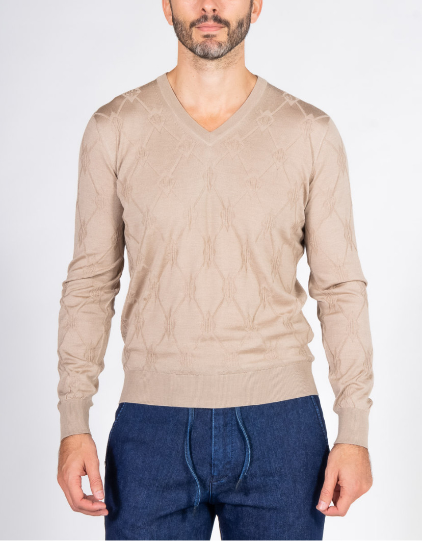 Patrick Hellmann Collection Beige Pullover V-Neck image