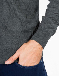 Patrick Hellmann Collection Grey V-Neck Pullover  thumbnail 5