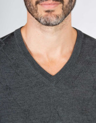 Patrick Hellmann Collection Grey V-Neck Pullover  thumbnail 2