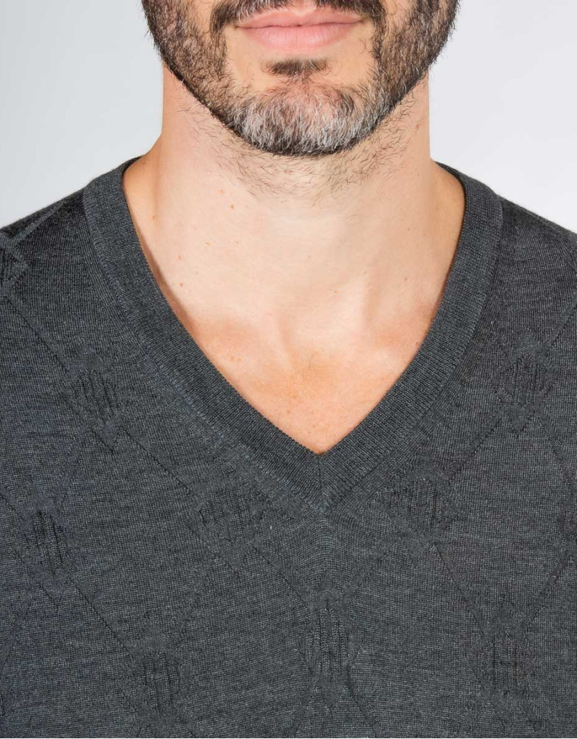 Patrick Hellmann Collection Grey V-Neck Pullover  image