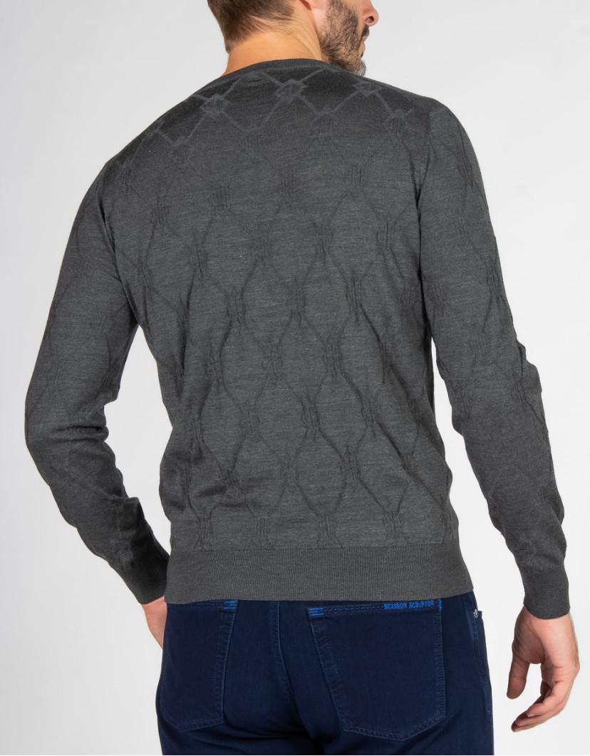 Patrick Hellmann Collection Grey V-Neck Pullover  image