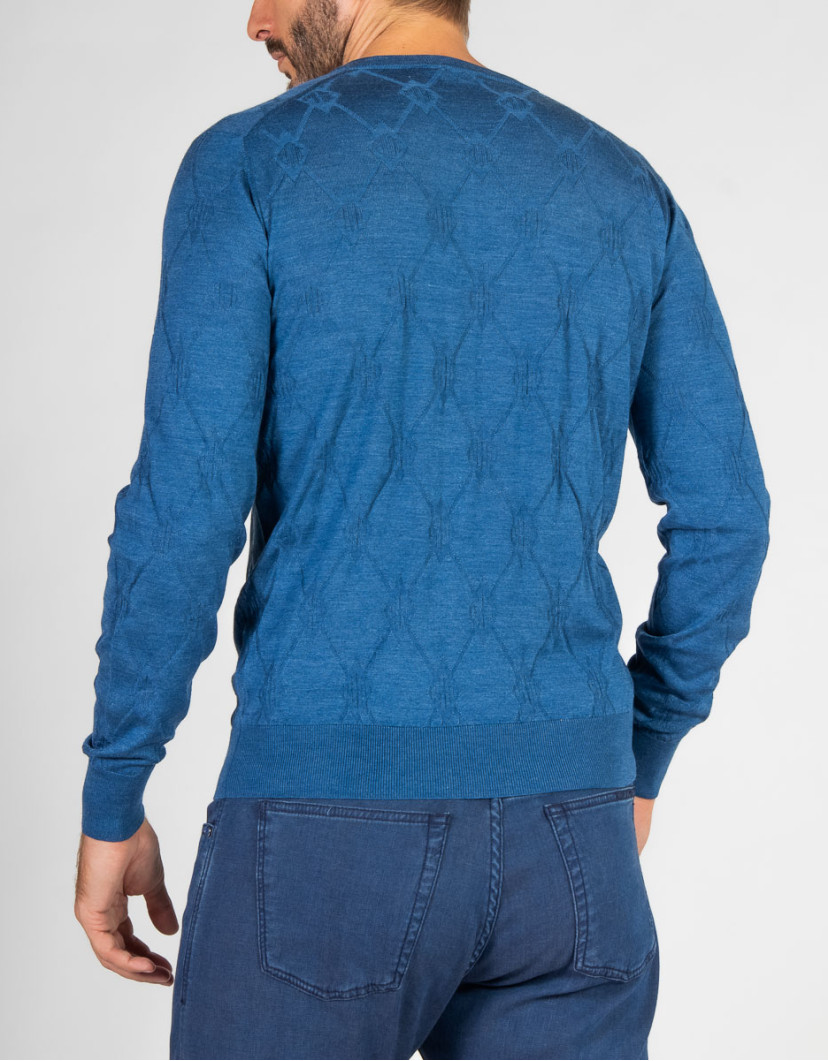 Patrick-Hellmann-Collection-Denim-Blue-Pullover-V-Neck-image Patrick Hellmann Collection Denim Blue Pullover V-Neck image