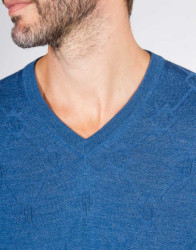Patrick-Hellmann-Collection-Denim-Blue-Pullover-V-Neck-thumbnail-2 Patrick Hellmann Collection Denim Blue Pullover V-Neck thumbnail 2