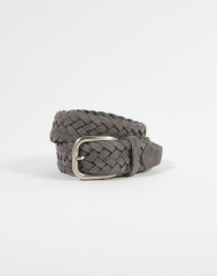 Patrick Hellmann Collection Woven Grey Belt Suede Leather  thumbnail