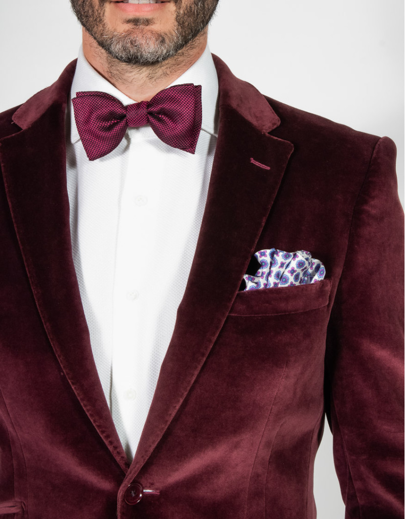 Patrick Hellmann Collection Elegant Velvet Bordo Blazer image