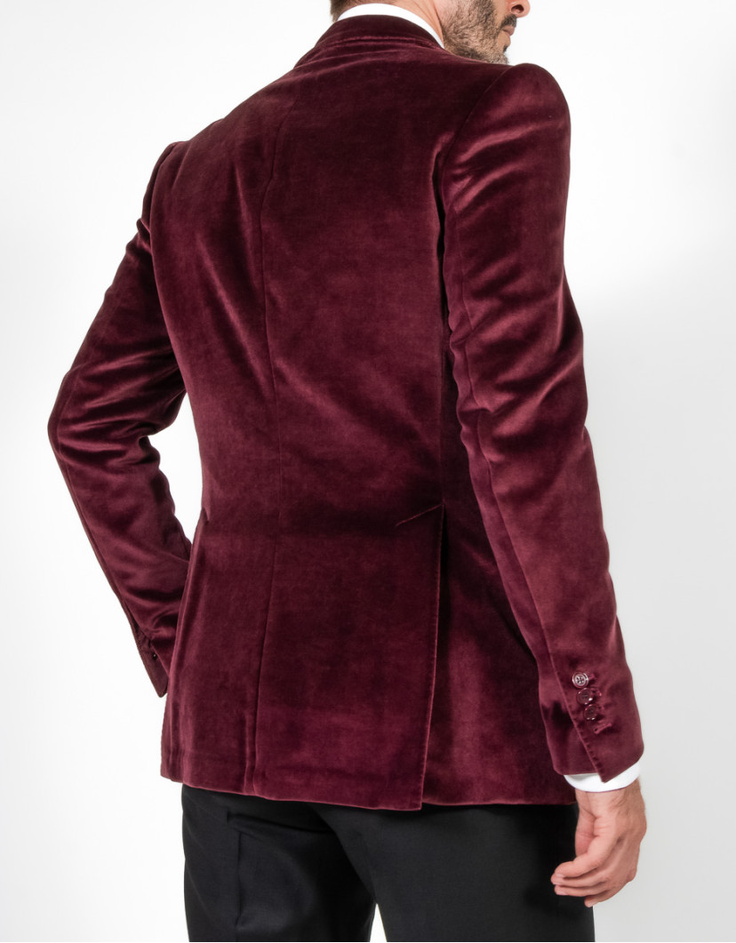 Patrick Hellmann Collection Elegant Velvet Bordo Blazer image