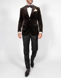 Patrick-Hellmann-Collection-Brown-Velvet-Blazer-thumbnail-1 Patrick Hellmann Collection Brown Velvet Blazer  thumbnail 1