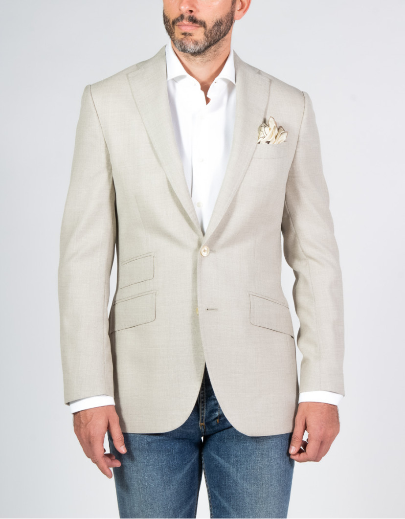 Patrick Hellmann Collection Beige Classic Blazer 100% Wool image
