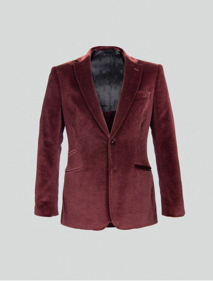 Patrick Hellmann CollectionElegant Velvet Bordo Blazerimage841
