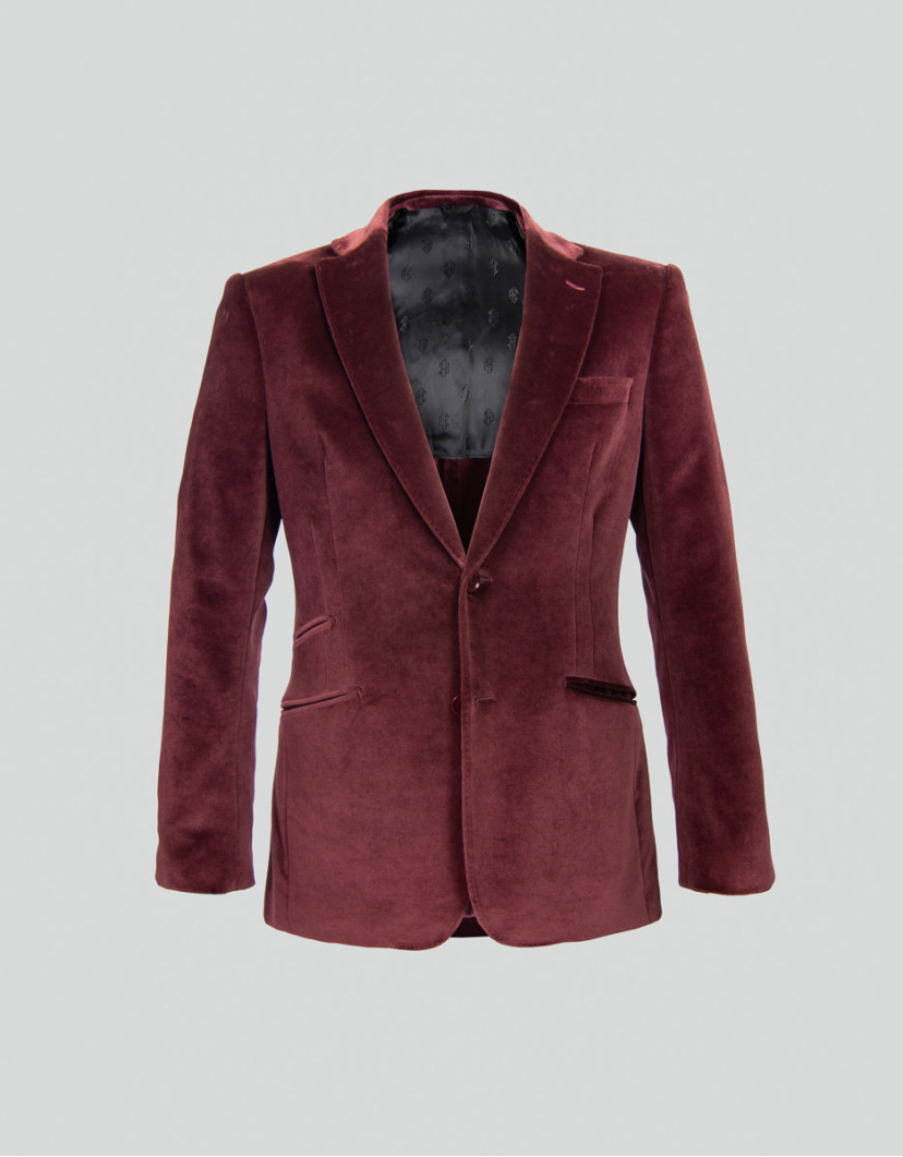 Patrick Hellmann Collection Elegant Velvet Bordo Blazer image