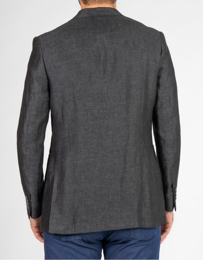 Patrick Hellmann Collection Charcoal Linen Blazer With Badge  image