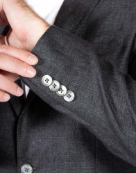 Patrick Hellmann Collection Charcoal Linen Blazer With Badge  thumbnail 5
