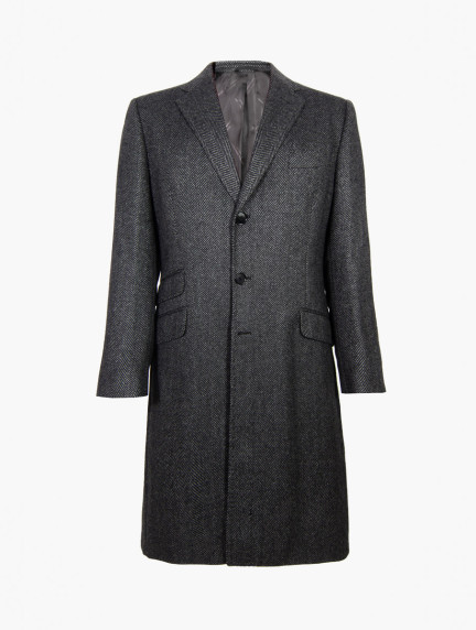 Patrick Hellmann CollectionGrey Coat With Spruse Stripes image874