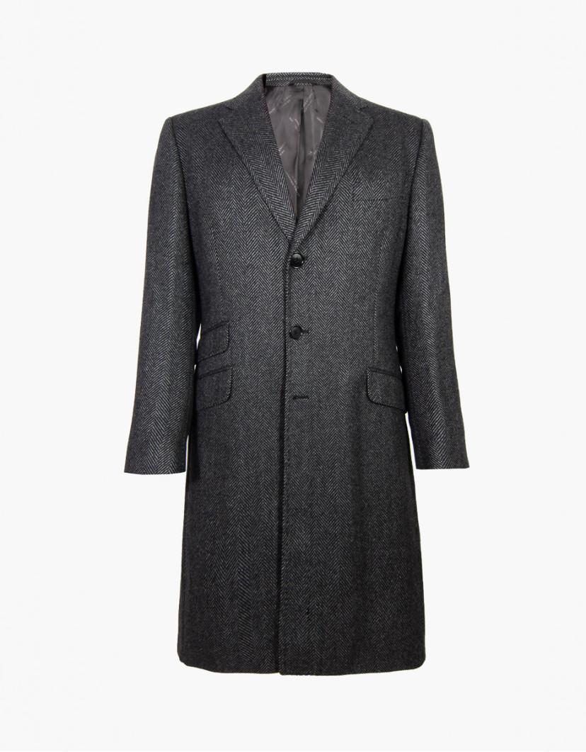 Patrick Hellmann Collection Grey Coat With Spruse Stripes  image