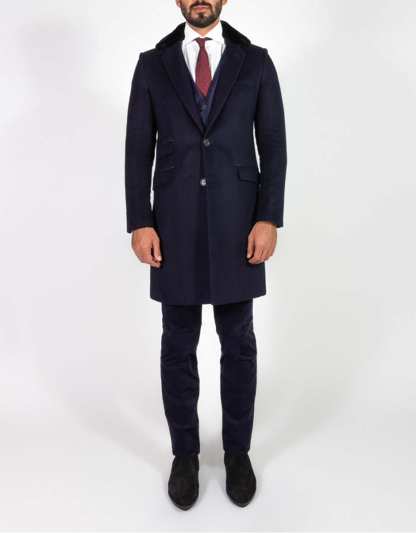 Patrick Hellmann Collection 100% Cashmere Coat With Beaver Collar image