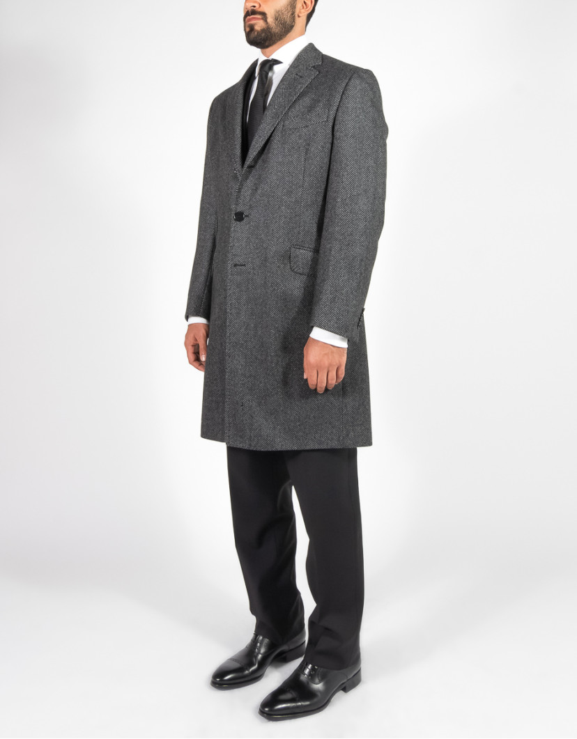Patrick Hellmann Collection Grey Coat With Spruse Stripes  image