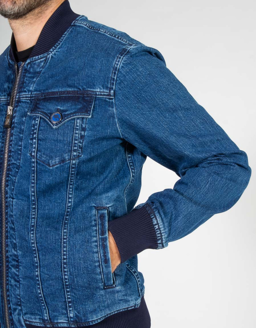 Scissor Scriptor Dark Blue Denim Jacket With Zip image
