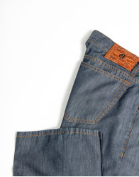 Patrick Hellmann Collection Light Jeans Grey With Orange Stitch Fine Material  thumbnail 1