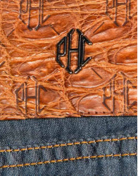 Patrick Hellmann Collection Light Jeans Grey With Orange Stitch Fine Material  thumbnail 7